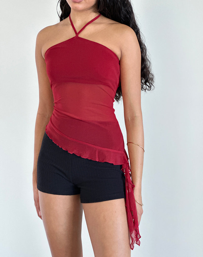 Arabella Neckholder-Top aus Mesh Cherry