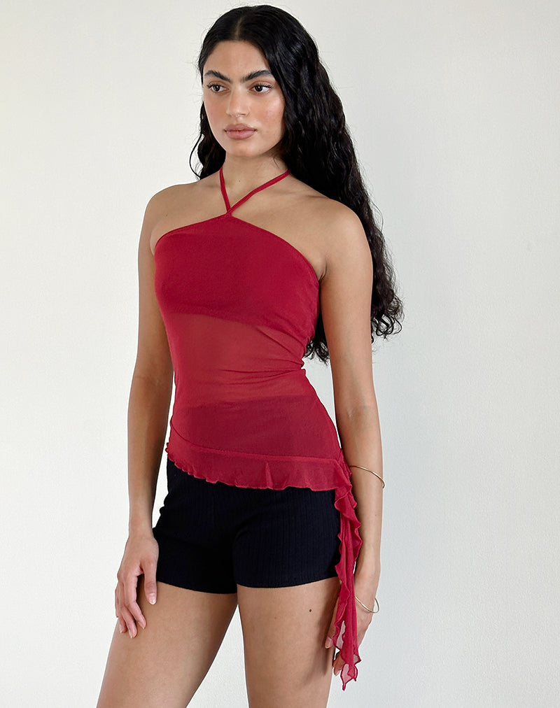 Image of Arabella Neckholder-Top aus Mesh Cherry
