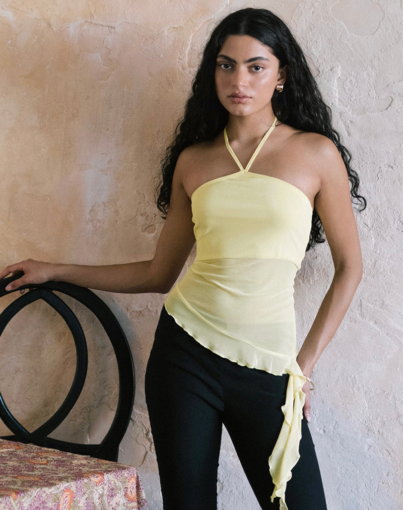 Arabella Neckholder-Top aus Mesh Lemon