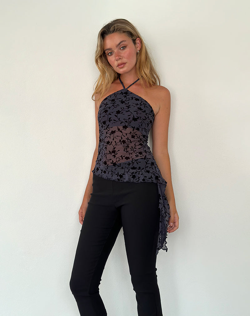 Bild von Arabella Neckholder-Top in Pretty Petal Flock Navy