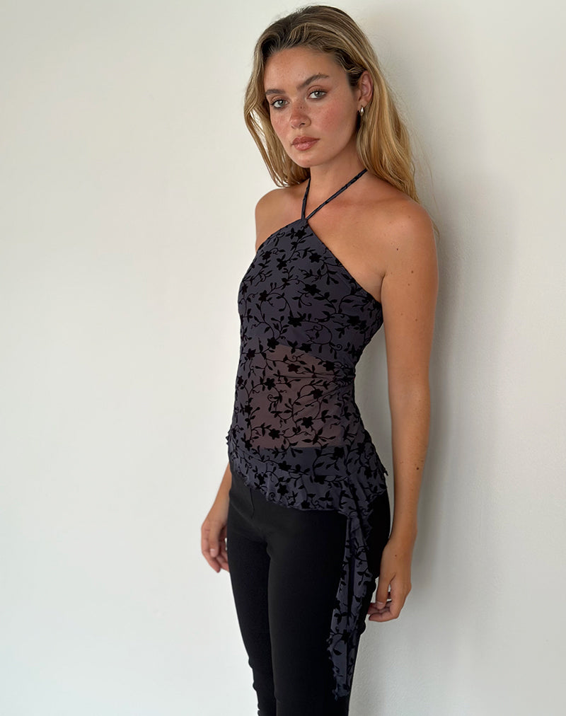 Bild von Arabella Neckholder-Top in Pretty Petal Flock Navy