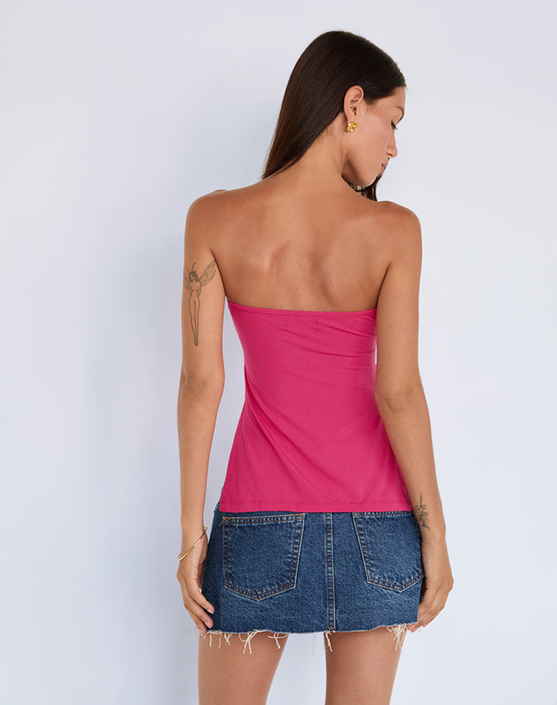 Image of Aravie Gerafftes Bandeau-Top in Fandango Pink