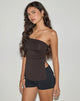 Image of Aravie Gerafftes Bandeau-Top in Schokoladenbraun