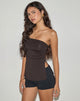 Image of Aravie Gerafftes Bandeau-Top in Schokoladenbraun