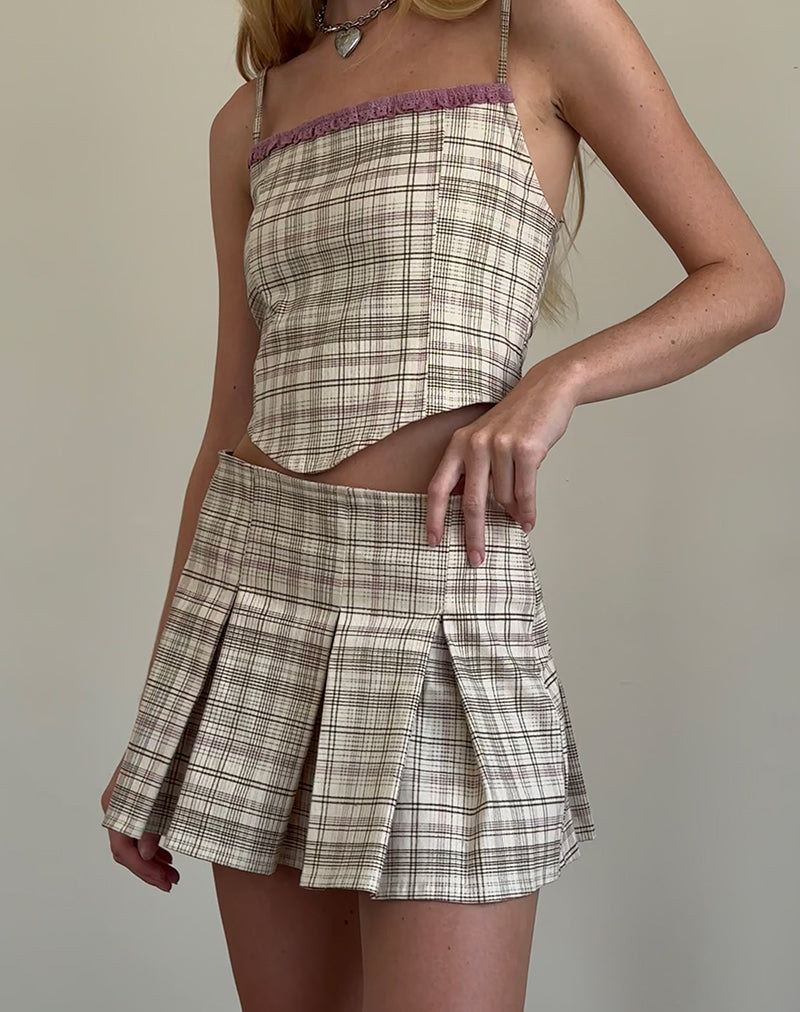 Image of Archie Korsett Top in Creme Pastell Karo