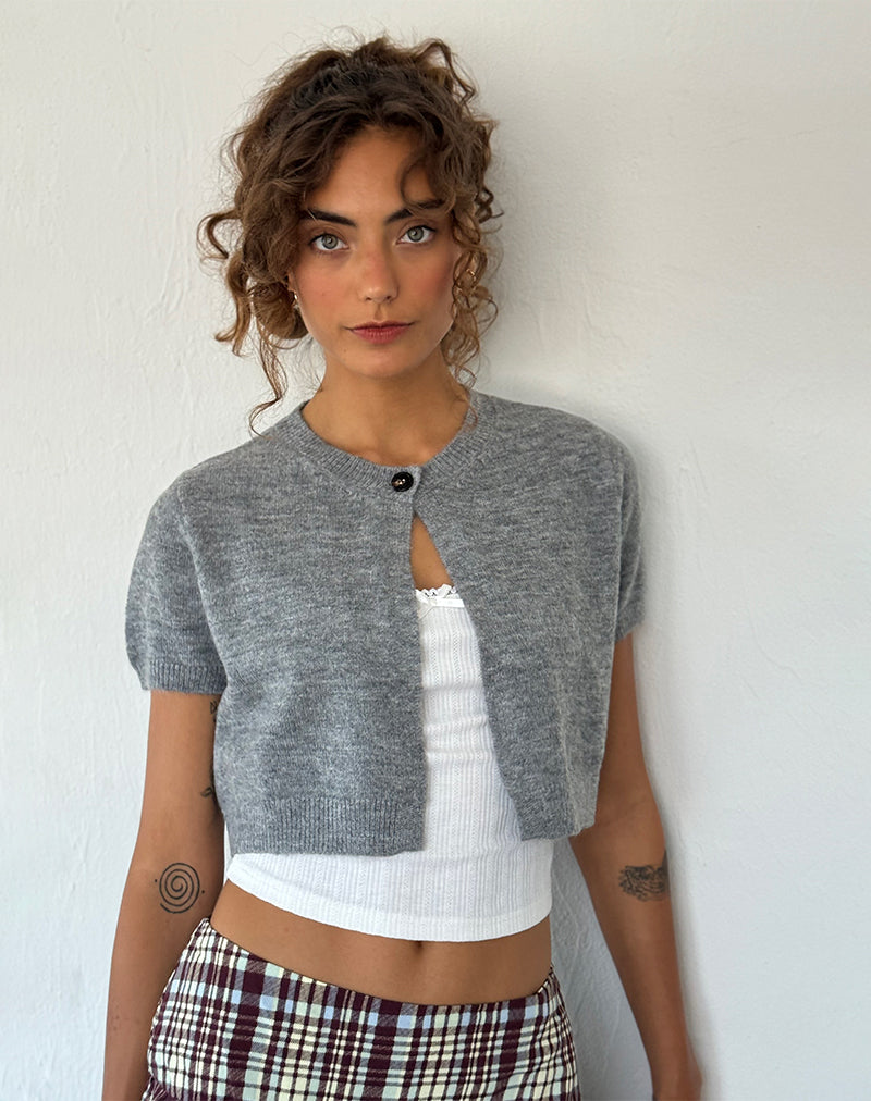 Arella Gekürzte Strickjacke aus grauem Strick