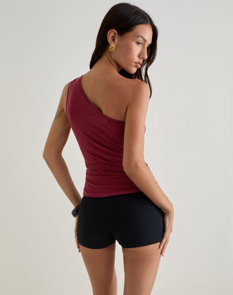Image of Arika Asymmetrisches ausgeschnittenes Oberteil aus Cupro Burgundy