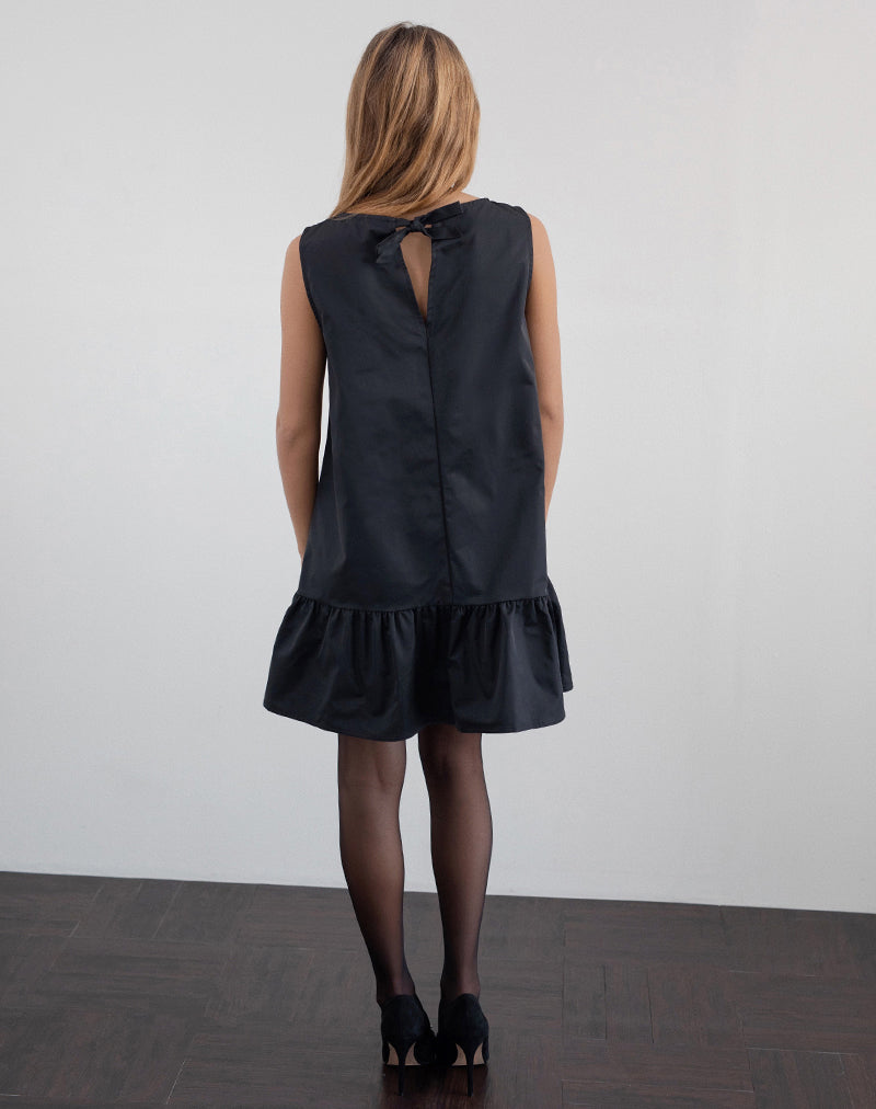 Arkana Babydoll-Minikleid aus schwarzem Taft