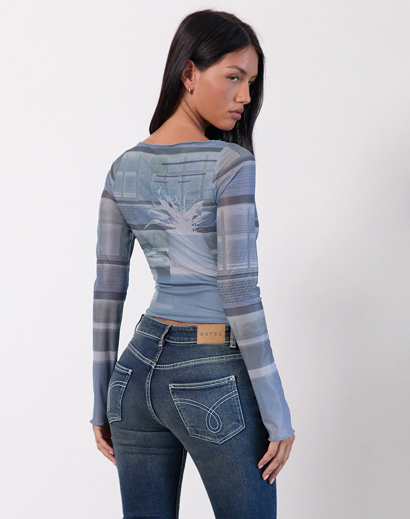 Image of Armali Langärmeliges Top mit Parlour-Print Blau