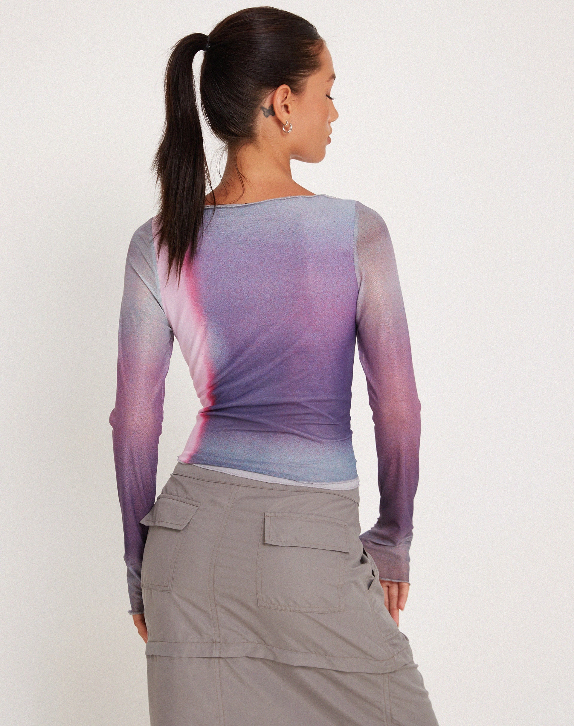 Bild von Armali Langarm Top in Mesh Pink Digi Print