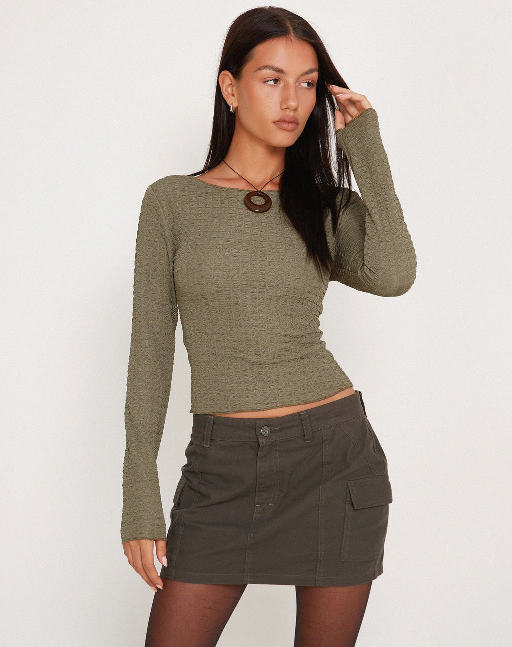 Armina Langärmeliges Oberteil in Khaki