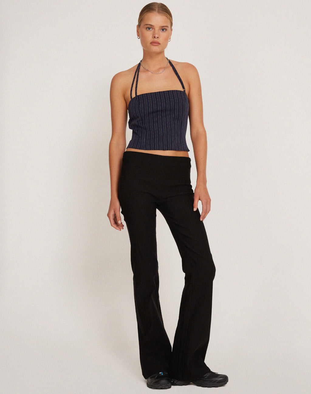 Arreta Crop Top in Nadelstreifen Navy
