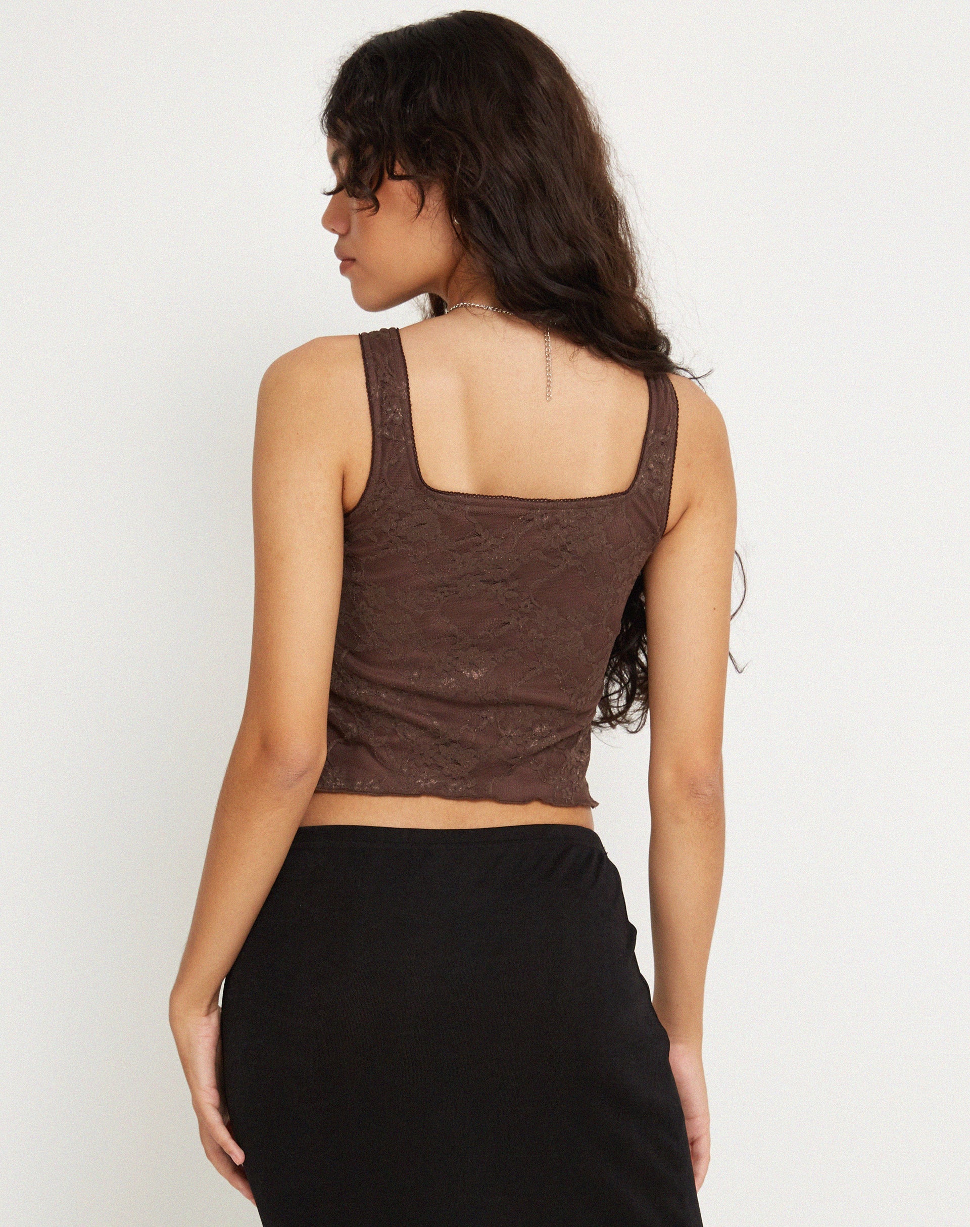 Bild von Asahi Crop Top aus Spitze kastanienbraun