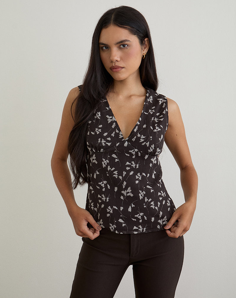 Image of Asali Top aus Blumen-Chiffon Braun