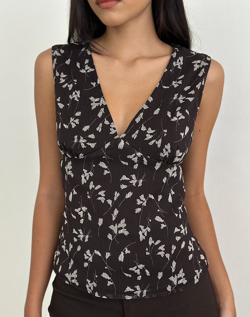 Image of Asali Top aus Blumen-Chiffon Braun