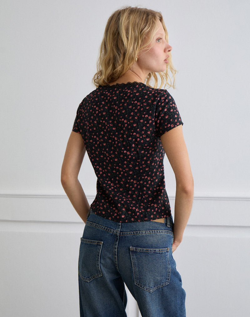 Image of Asani Top in Dark Pink Rose Schwarz