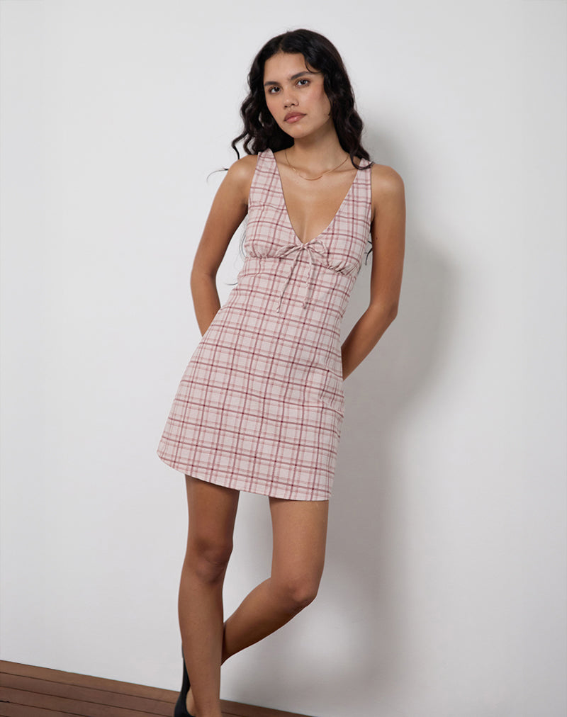 Asatari Minikleid in Basic Tartan Rosa