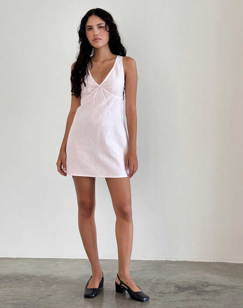 Image of Asatari Tie Front Kleid in Hellrosa