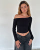 Bild von Ashia Asymmetric Long Sleeve Top in Schwarz Super Soft Thick Rib