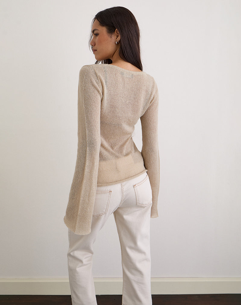 Image of Ashla Top aus transparentem Strick Beige