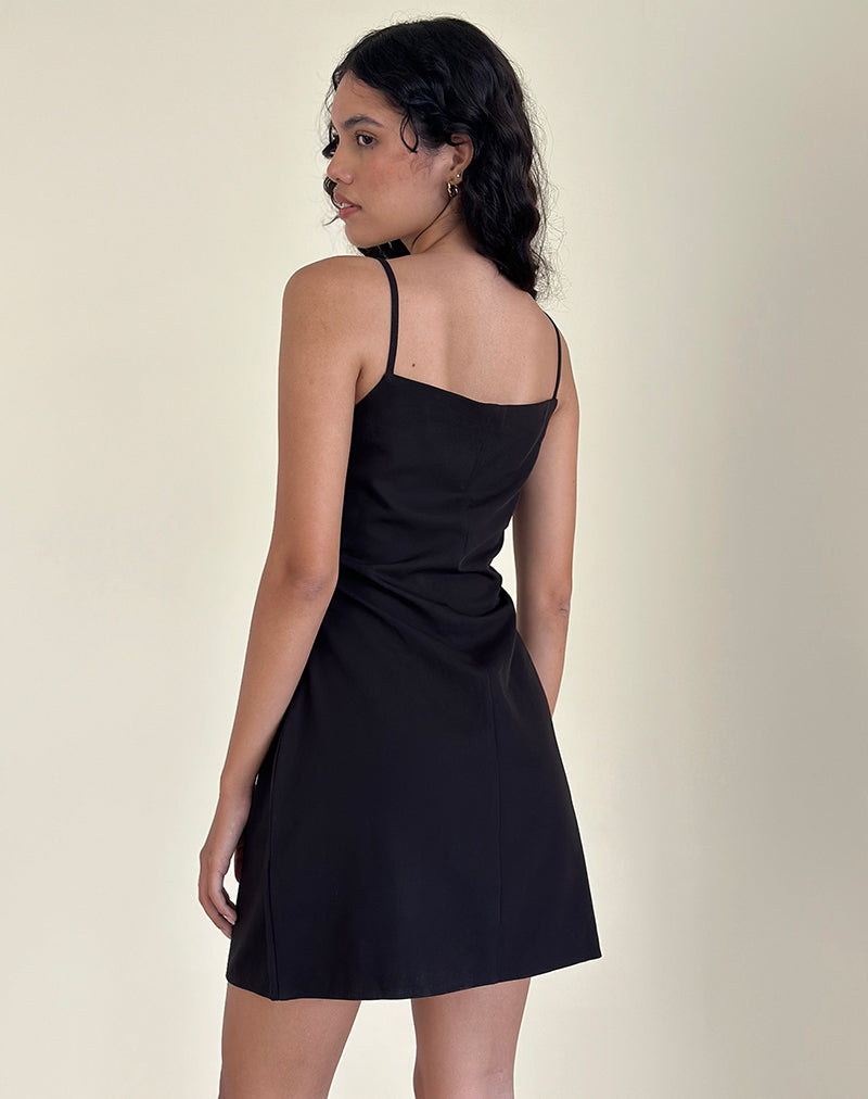 Image of Asinel Minikleid in Schwarz mit elfenbeinfarbener Schleife