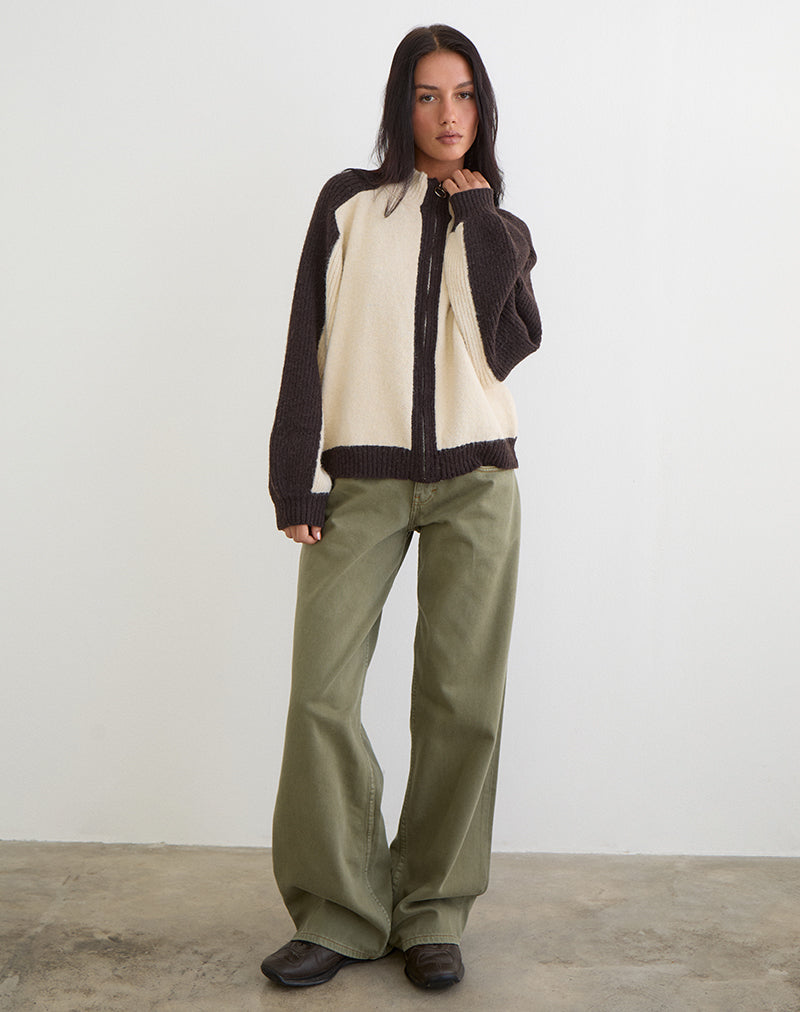 Asrar Pullover aus Strick in Creme und Braun