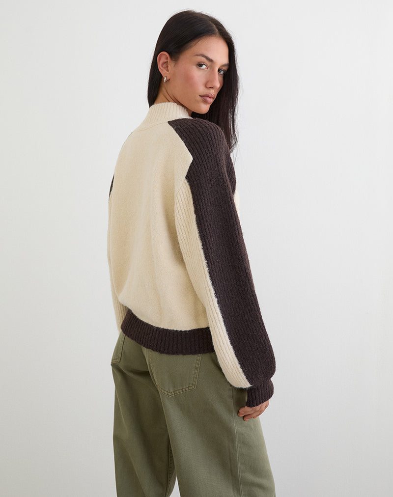 Bild von Asrar Jumper in Strickcreme und Braun