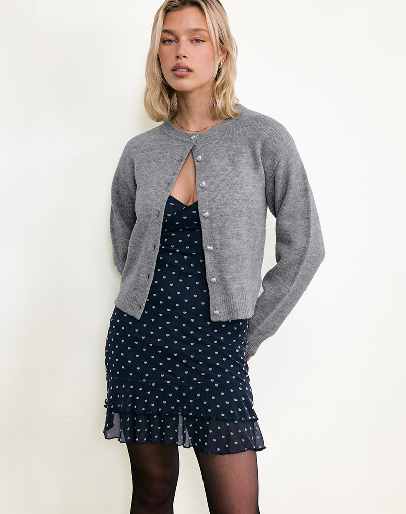 Bild von Astika Minikleid in Herzflock Marinegelb