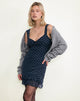 Bild von Astika Minikleid in Herzflock Marinegelb