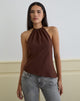 Image of Astina Neckholder-Top aus Chiffon Braun