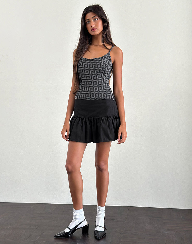 Atarah Knit Cami Top in Argyle Schwarz Grau