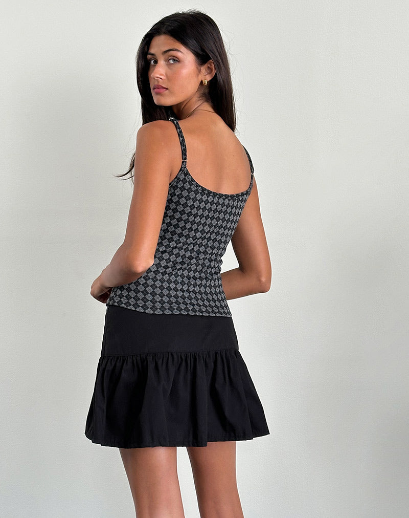 Bild von Atarah Knit Cami Top in Argyle Schwarz Grau