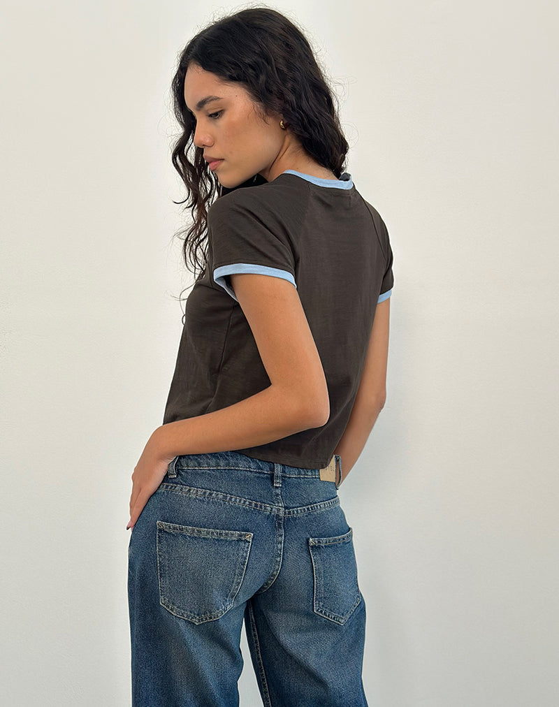 Image of Atenga Tee in Schokoladenbraun mit hellblauem Einband