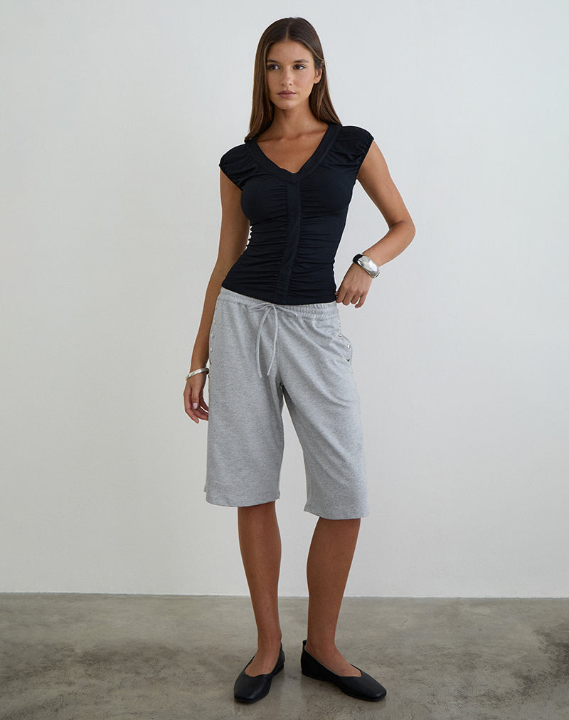 Bild von Atheia Gathered V-Neck Top aus Rayon-Jersey in Schwarz