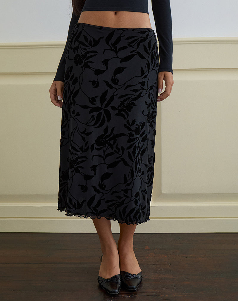 Atira Midirock aus Flock-Blatt-Blume Schwarz