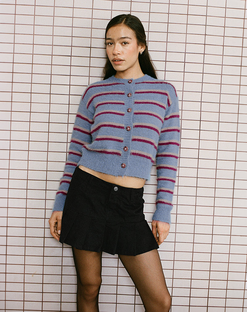 Bild von Audrina Cardigan in Blau und Rot gestreift