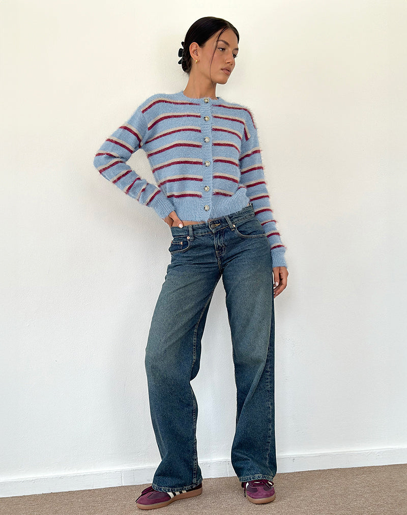 Bild von Audrina Cardigan in Blau und Rot gestreift
