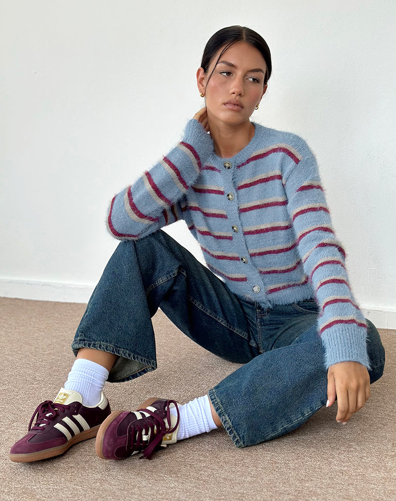 Bild von Audrina Cardigan in Blau und Rot gestreift