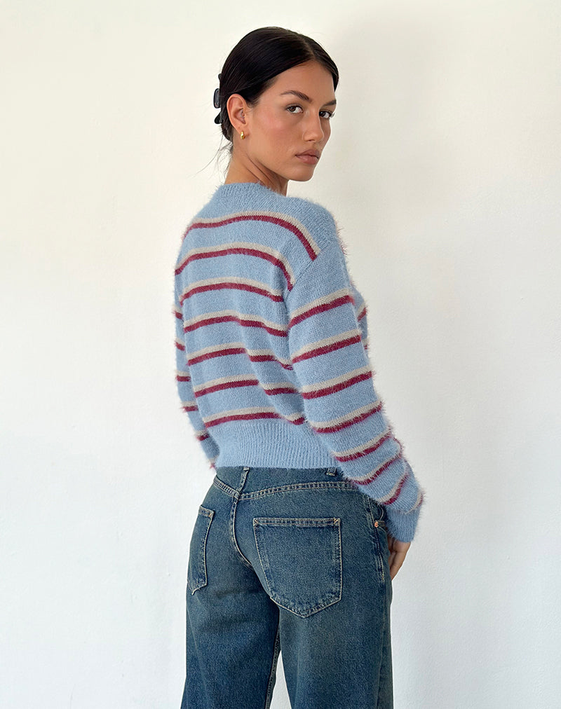 Bild von Audrina Cardigan in Blau und Rot gestreift