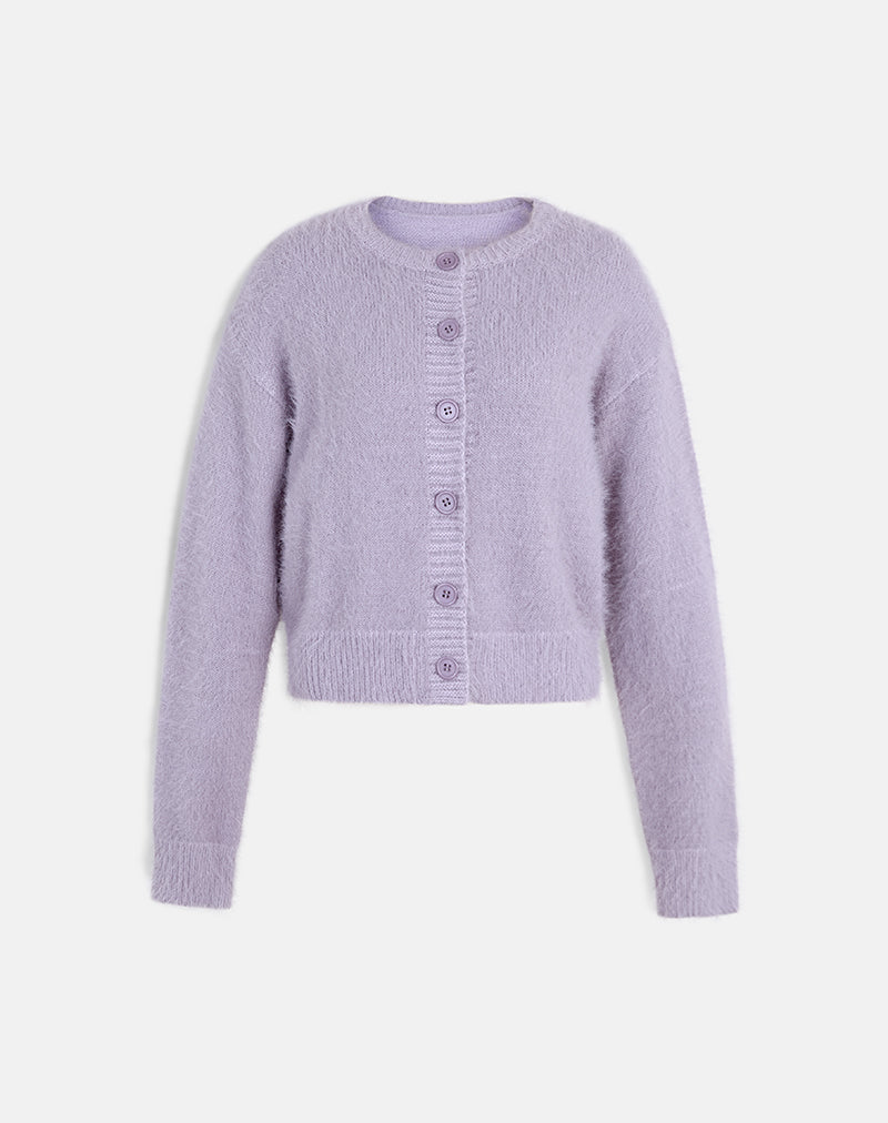 Image of Audrina Strickjacke aus flauschigem Strick in staubigem Flieder
