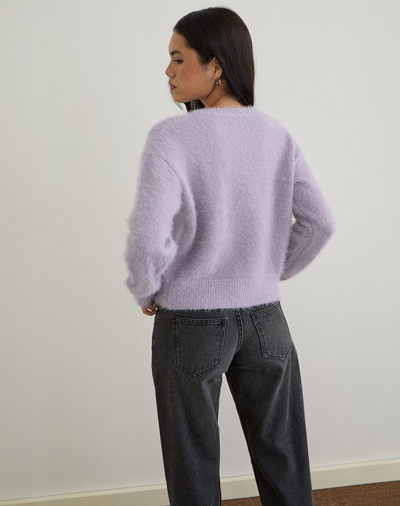 Image of Audrina Strickjacke aus flauschigem Strick in staubigem Flieder