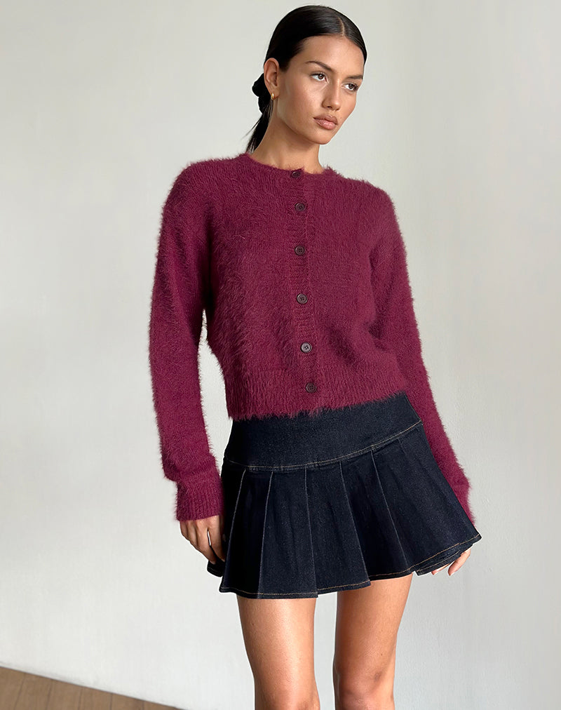 Audrina Strickjacke in flauschigem Burgund