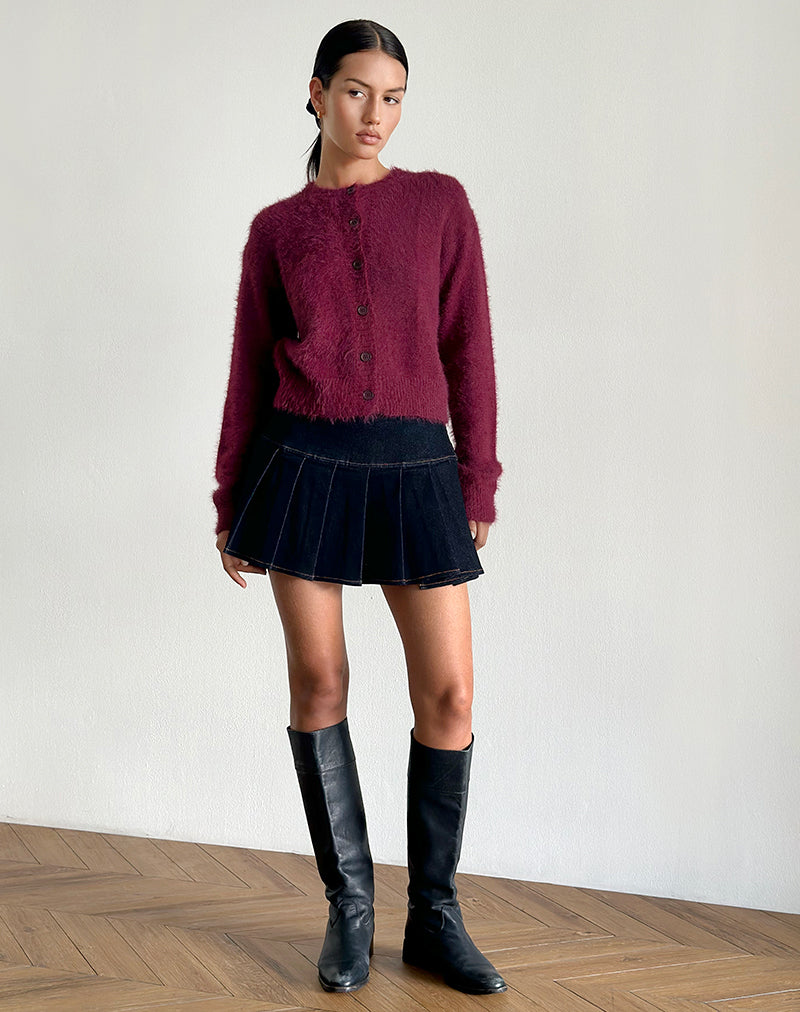 Bild von Audrina Strickjacke in flauschigem Burgund