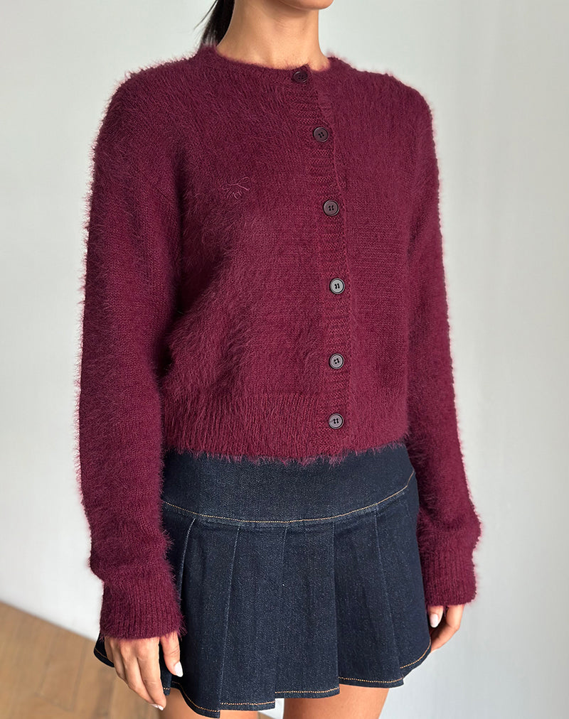 Bild von Audrina Strickjacke in flauschigem Burgund
