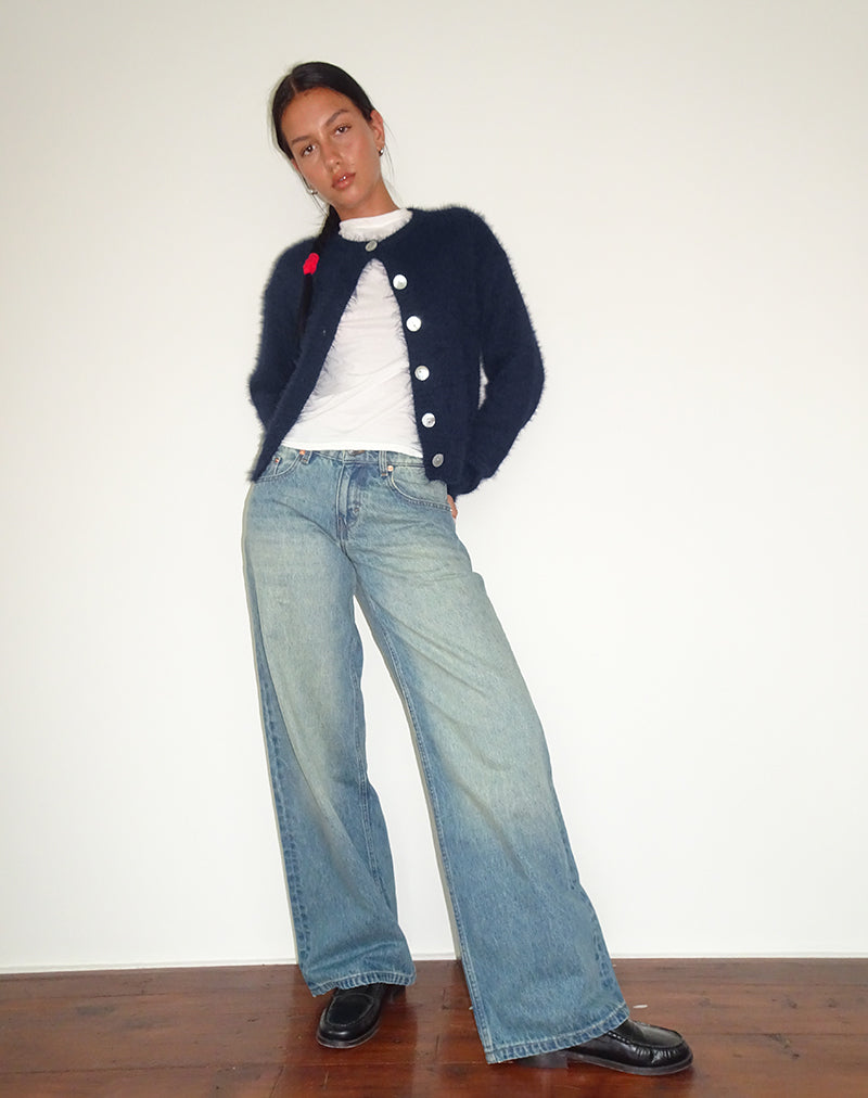 Bild von Audrina Strickjacke aus flauschigem Strick Navy