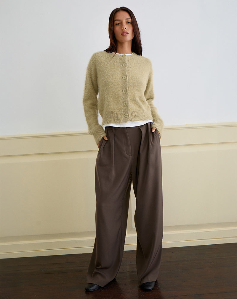 Image of Audrina Strickjacke aus flauschigem Strick in Salbei