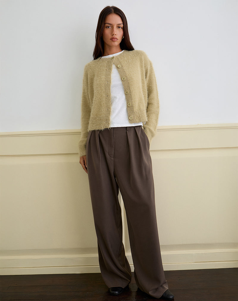 Image of Audrina Strickjacke aus flauschigem Strick in Salbei