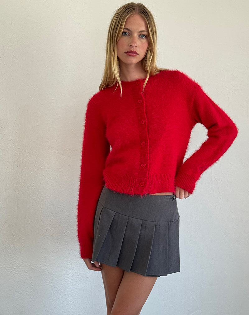 Bild von Audrina Strickjacke in flauschigem Rot