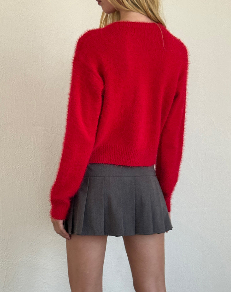 Bild von Audrina Strickjacke in flauschigem Rot