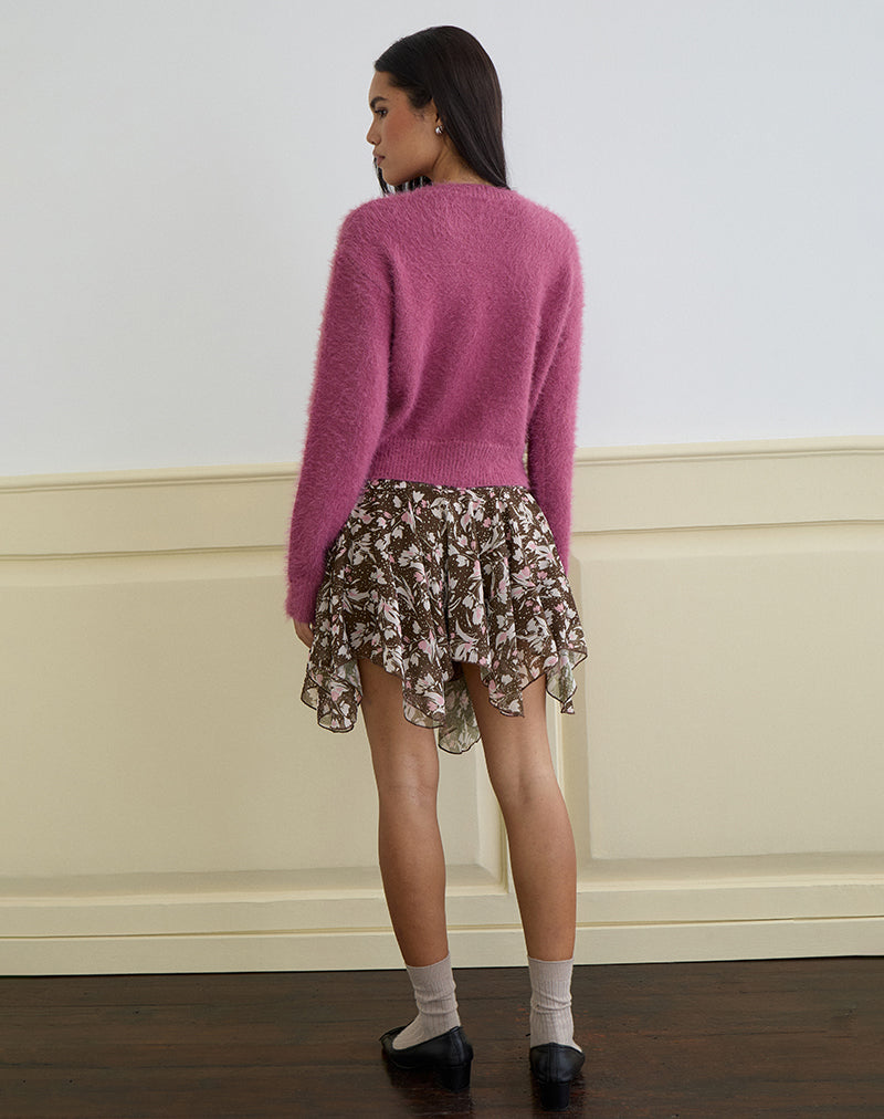 Image of Audrina Strickjacke aus flauschigem Strick Grape